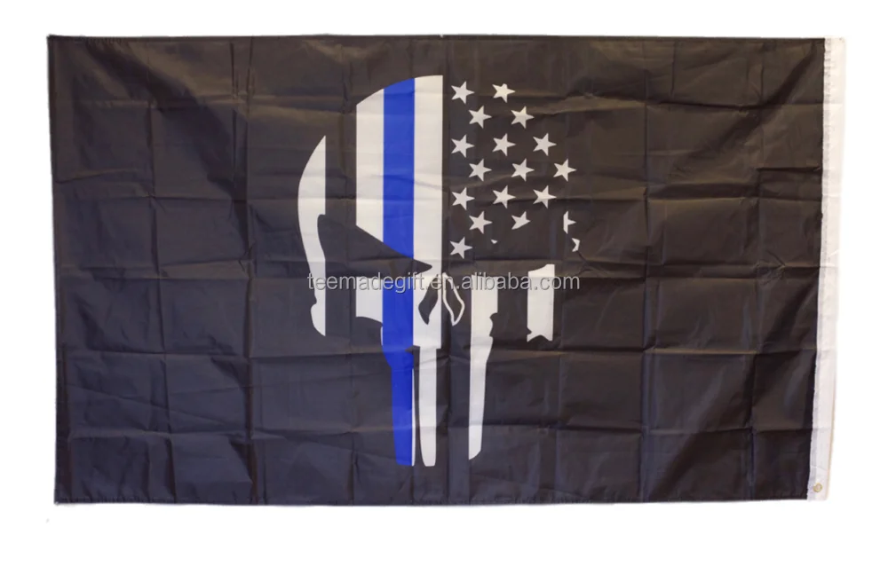 
3x5 USA Police Punisher Memorial Thin Blue Line Flag 