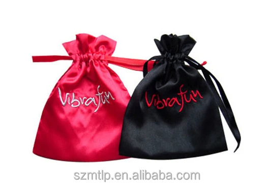 Wholesale custom black satin hair drawstring packaging bags
