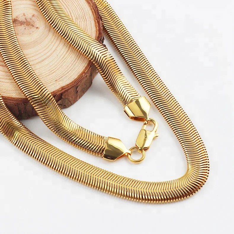 Золотая сменная цепочка змеи в елочку OUMI из нержавеющей стали