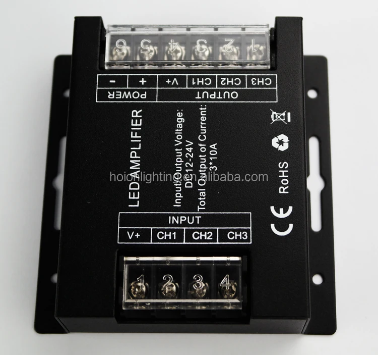 Large Power LED Strip RGB LED Power Repeater 30A 360W 720W 3*10A RGB DC12/24V LED Amplifier For Strip Tape