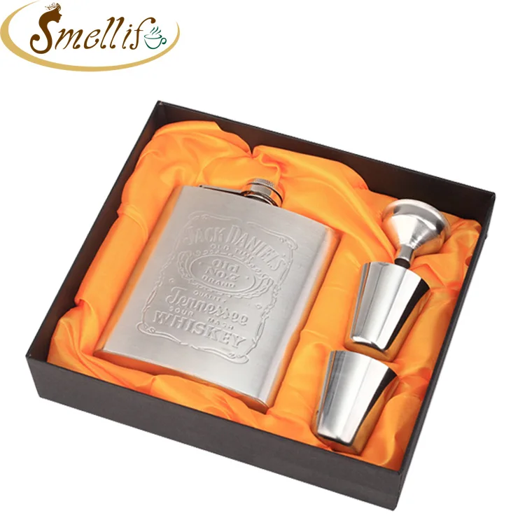 
Laser engraving 7 oz Stainless Steel Liquor Whiskey Alcohol Hip Flask Shot Cups Gift set with Funnel and Gift Box 