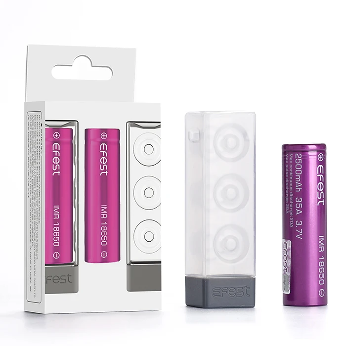 
Best 35A Vape 18650 Battery Efest 18650 2500Mah 35A 3.7V Rechargeable Purple 