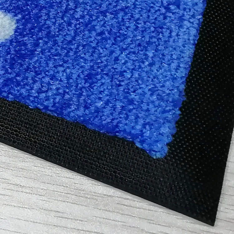Commercial outdoor rubber backed carpet with company logo