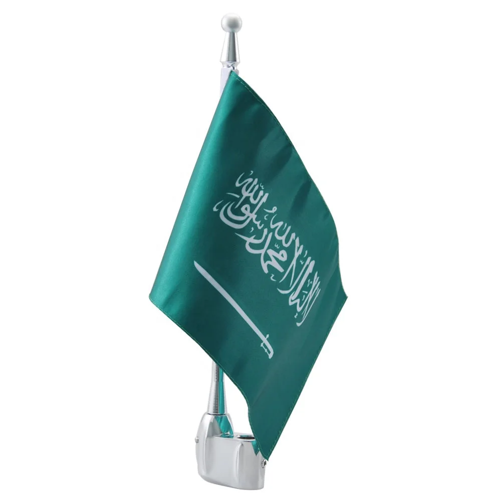 Motorcycle Vertical Aluminum Rear Side Mount Flag Pole Luggage Rack Saudi Arabia flag Fit For Honda GoldWing GL1800 GL1500