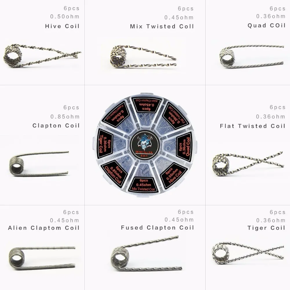 Demon Killer Vape Coil 8 in 1 vape mod tank coil E cigarette DIY RBA RTA high quality vape coil