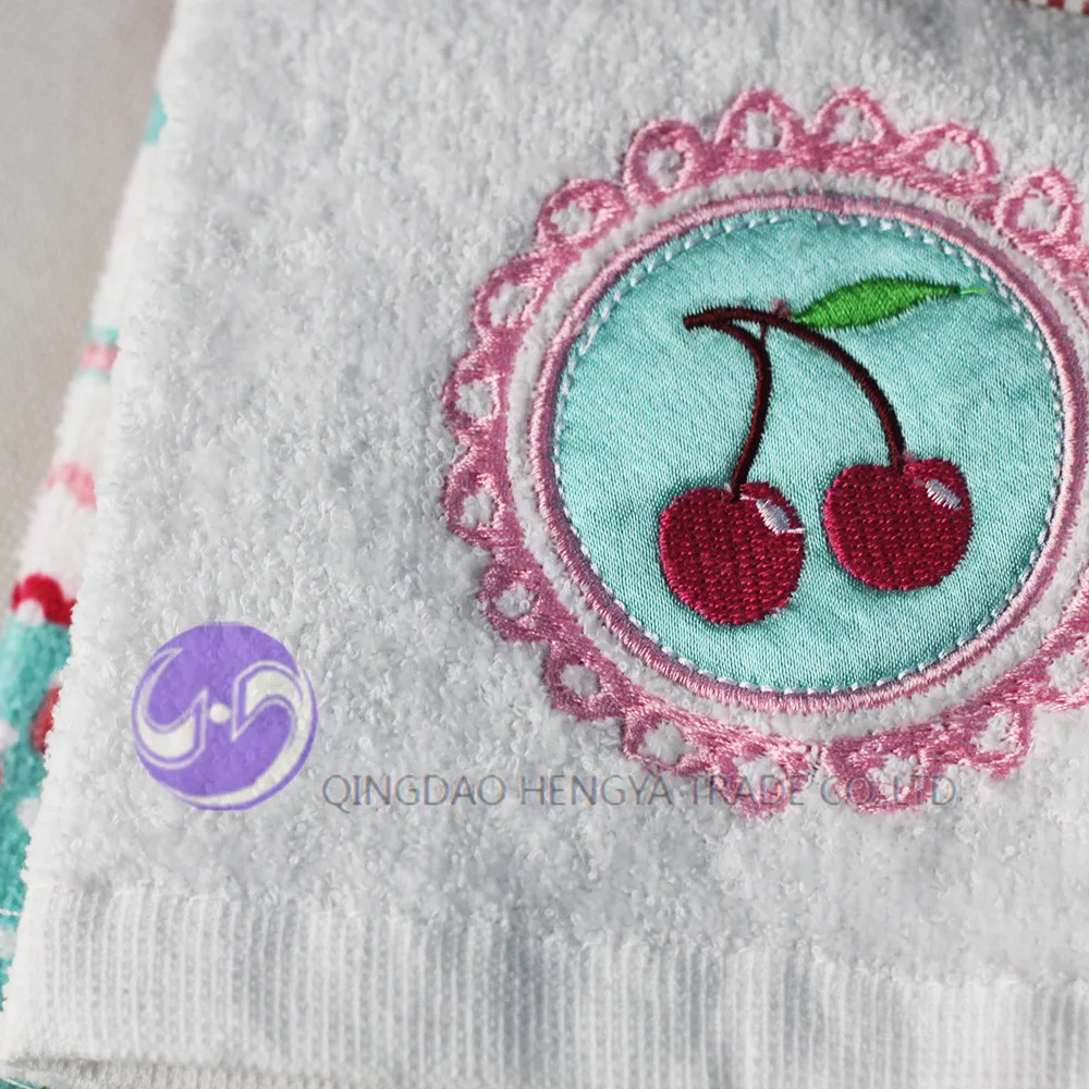
100% cotton terry gift solid color embroidery design hand towel 