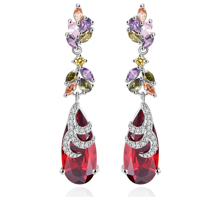 jewelry zhefan mini order high margin fashion design hanging CZ accessories women jewelry earrings crystal drop earrings