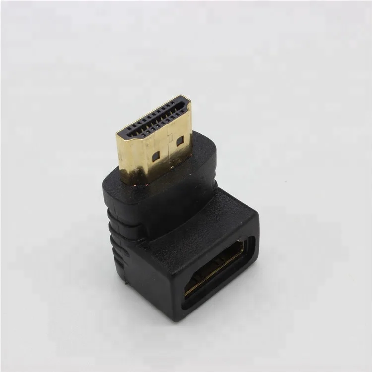 Позолоченный правый угол 90 градусов адаптер HDMI штекер-гнездо