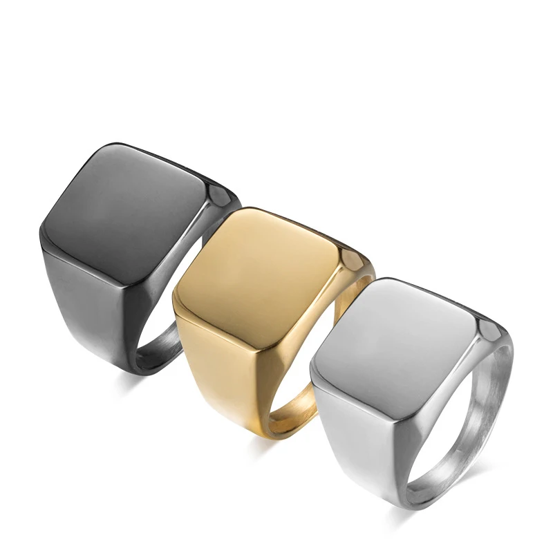 Wholesale Stainless Steel Plain Craft Design Finger Men Custom Blank Signet Men Square Ring
