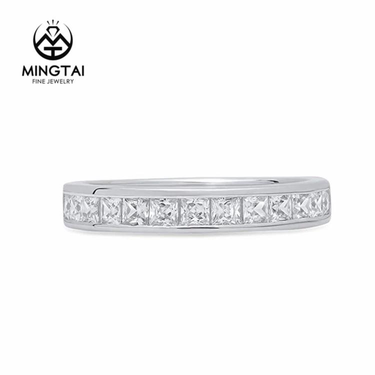 2019 fashion ladies channel pave diamond cz 14K white gold engagement ring setting wholesale purity rings