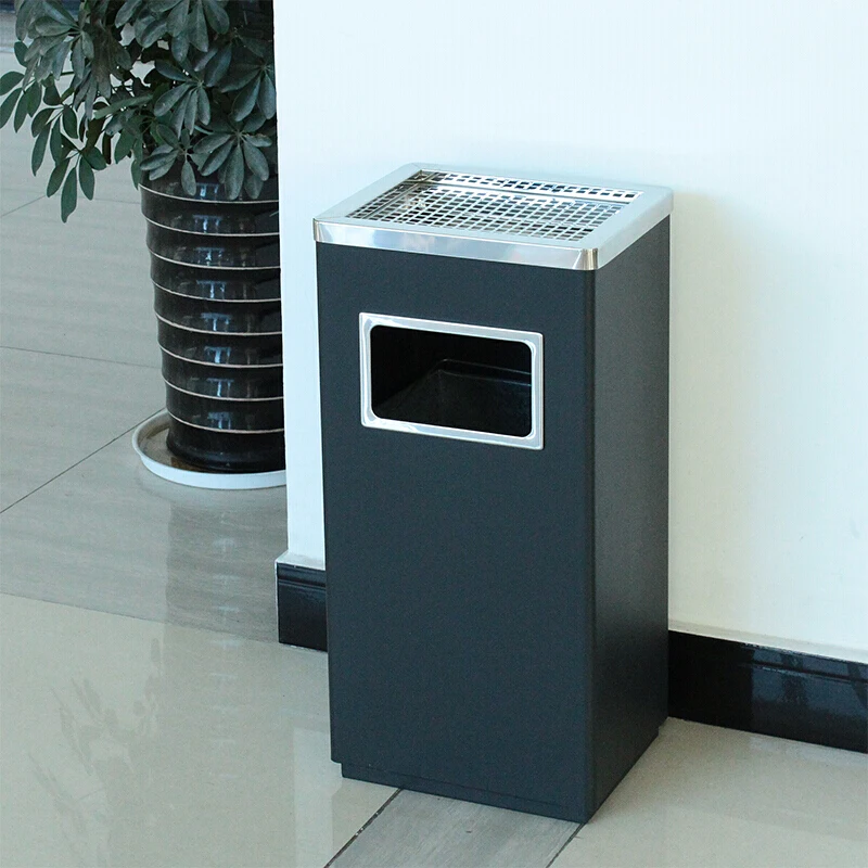 Metal Litter Bin Trashbin Trash Can Economy Metal Garbage Bin Waste Receptacles with Ashtray