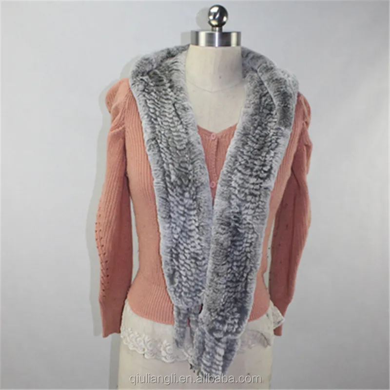 2017 New Design Thick Genuine Rex Rabbit Fur Hat Real Fur Scarf