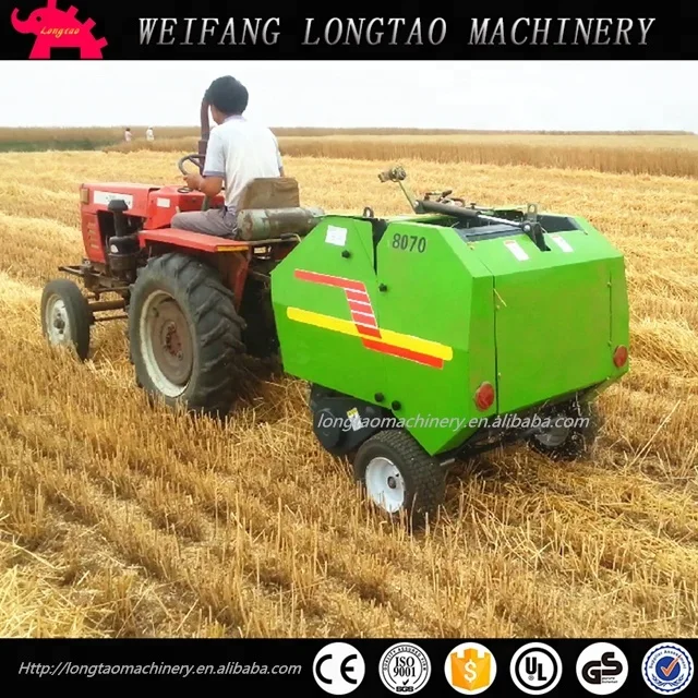 tractor pto driven round baler machine for hay grass