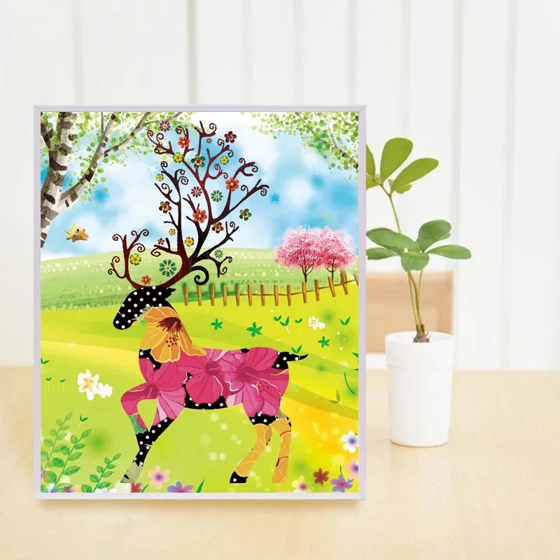 Детская ручная работа мультфильм DIY круглая Алмазная вышивка картина с рамкой для спальни Декор Детский подарок