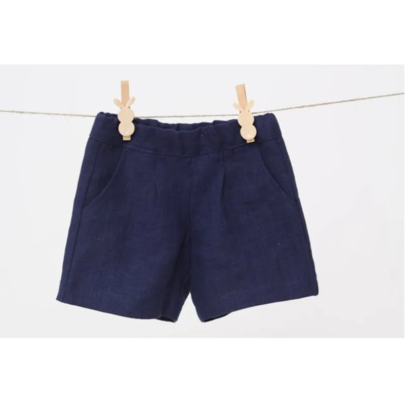 
New arrives navy loose linen baby boy knee-length shorts pants bloomers baby birthday gift 