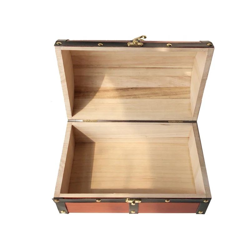Natural customized wooden box treasure chest gift package box