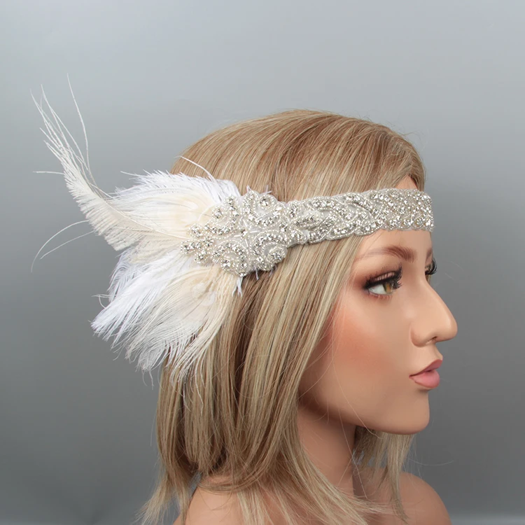 Feather fascinator headband christmas party wedding headdress
