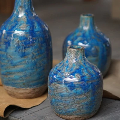 Antique Nice Looking China Porcelain Luxury Vase Flower Table  Blue Vase