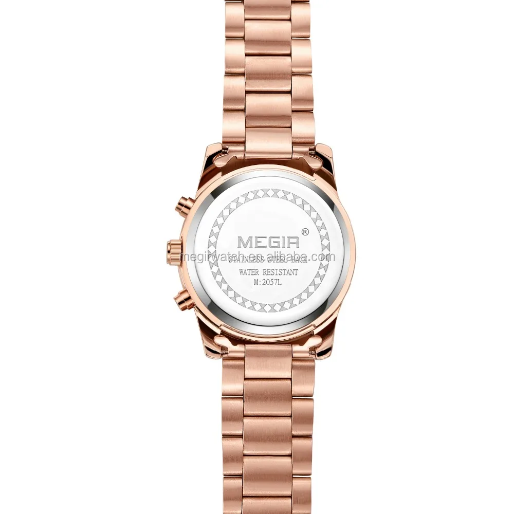 Megir factory girl latest hand watch jam tangan wanita chinese wholesale women wristwatch sports style chrono rose gold watches