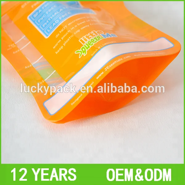 Puree Packing Food Grade Bpa Free Baby Food Spout Pouch With Zipper