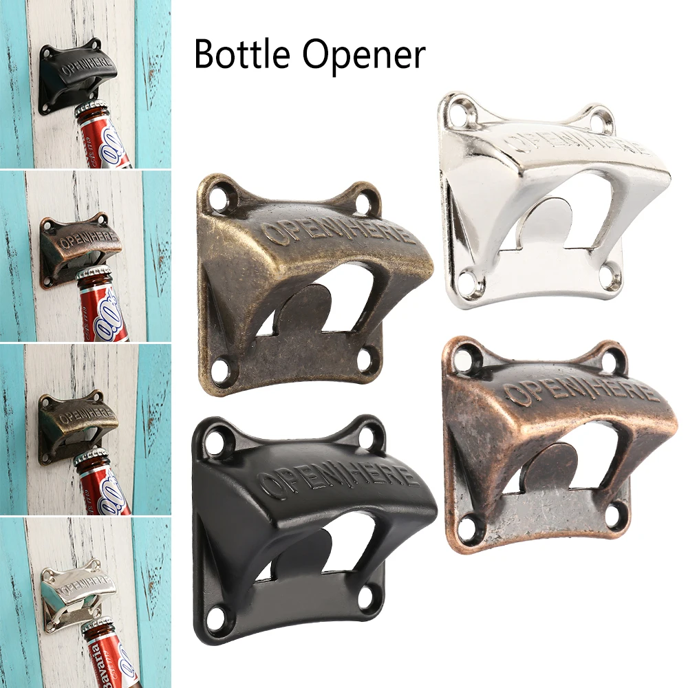 Vintage Bronze Wall Mounted Opener Wine For Beer Soda Glass Bottle Opener Kitchen accessories supplies Bar Gift Zinc Alloy