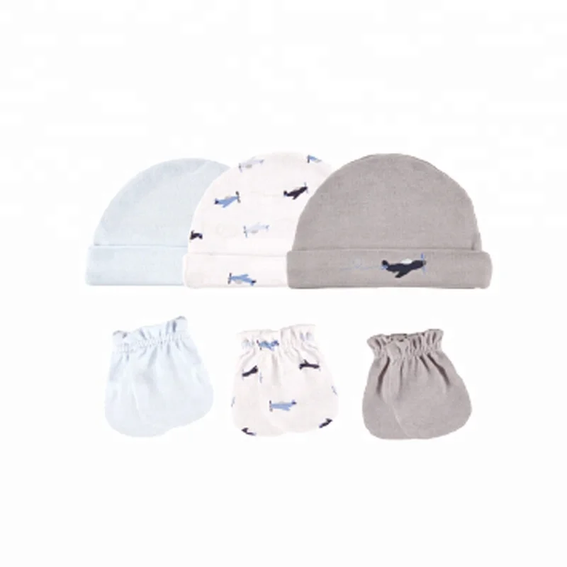 New Style Baby Boys&Girls Autumn 100% cotton Cute Cartoon 3pcs Knit Hats & 3pcs Mittens Set No.34560 baby clothes accessories