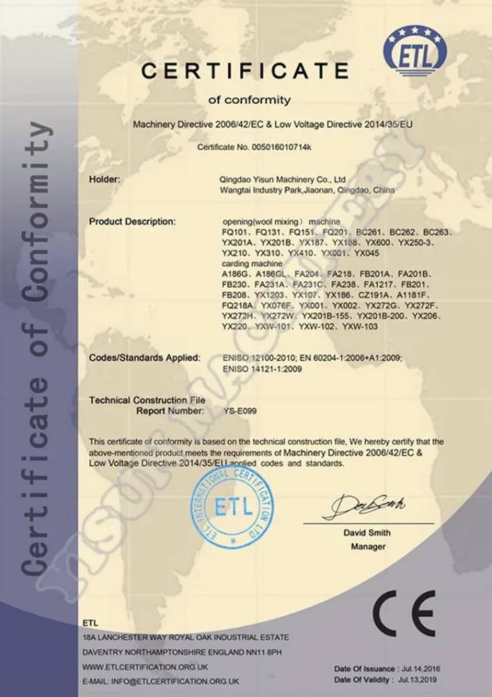 wool cashmere mixing machine / fiber carding willow machine with low price high output