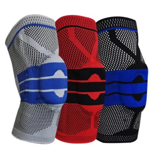 Оптовая продажа компрессионный наколенник эластичные наколенники спандексовый с пружинным силиконовым