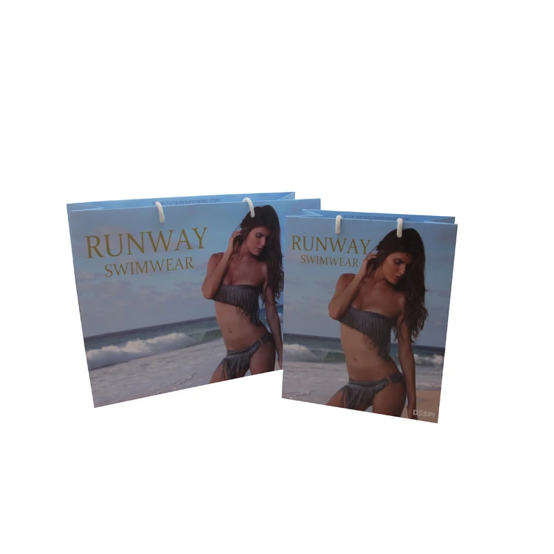 Luxury swimwear packaging paper bag summer swim blue  bags on sale