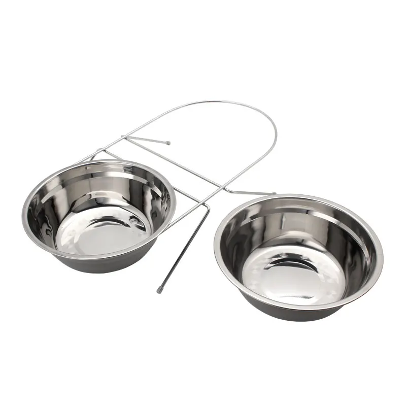 Non-Slip Stainless Steel Double Pet Dog Cat Bowl With Shelf