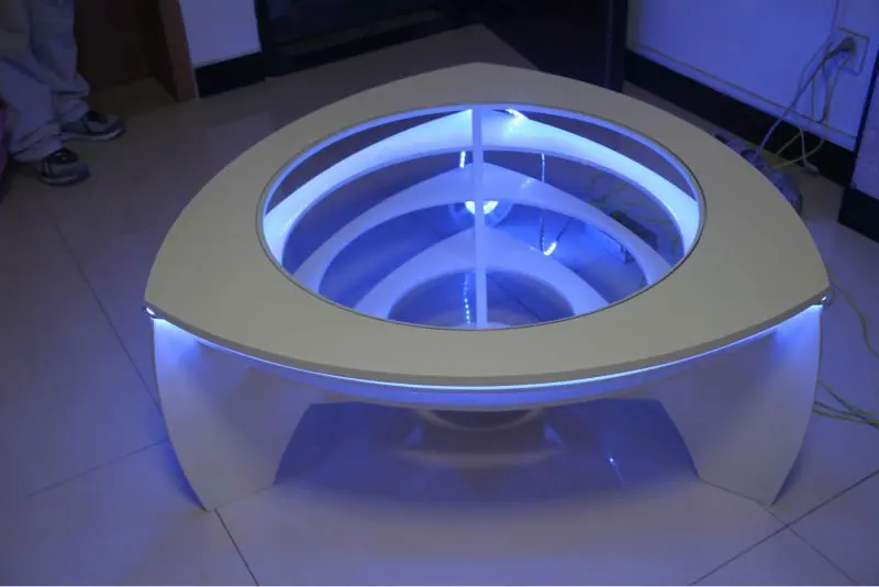 
LED light triangle acrylic solid surface coffee table for home coffee shop office 
