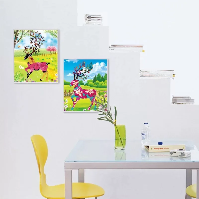 Детская ручная работа мультфильм DIY круглая Алмазная вышивка картина с рамкой для спальни Декор Детский подарок