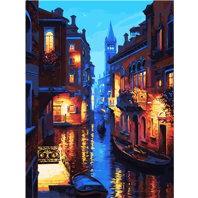 Street DIY Painting By Numbers Handpainted Canvas Painting Home Wall Art Picture For Living