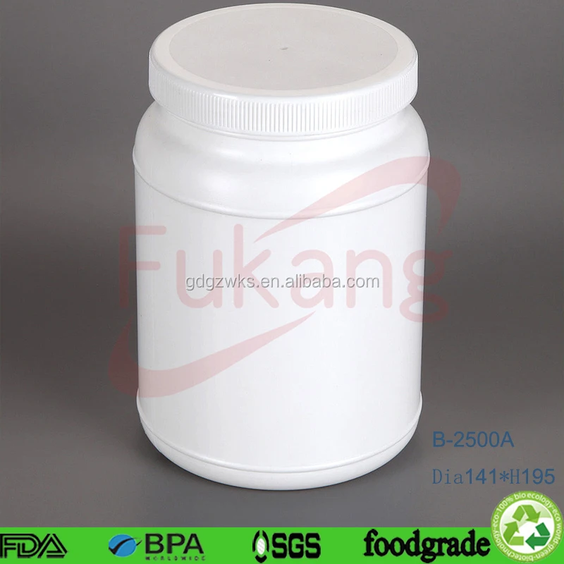 Plastic Whey Protein White Container,HDPE Bottle Alibaba Trade Assurance Supplier,2500ml White HDPE Tablets Pills Bottle