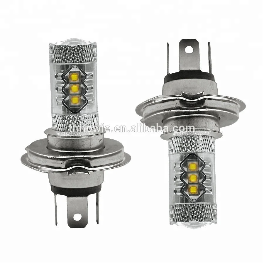 High Power H4 Led High Low Beam 80W Car Headlight Bulb 6000K White 12 volt Automotive Led Head lights H4 Auto Fog Lamp With Lens