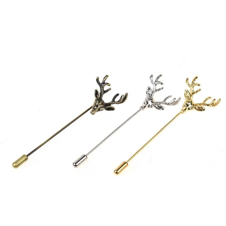 
3D shull Skull funny gold deer brooch pins for men Metal Lapel Pin 