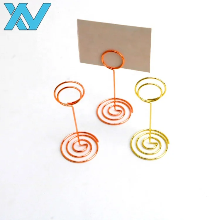 Металлический зажим-держатель круглой формы 85 мм для вечеринки, металлический зажим для меню из проволоки (золотые, розово-золотые цвета)