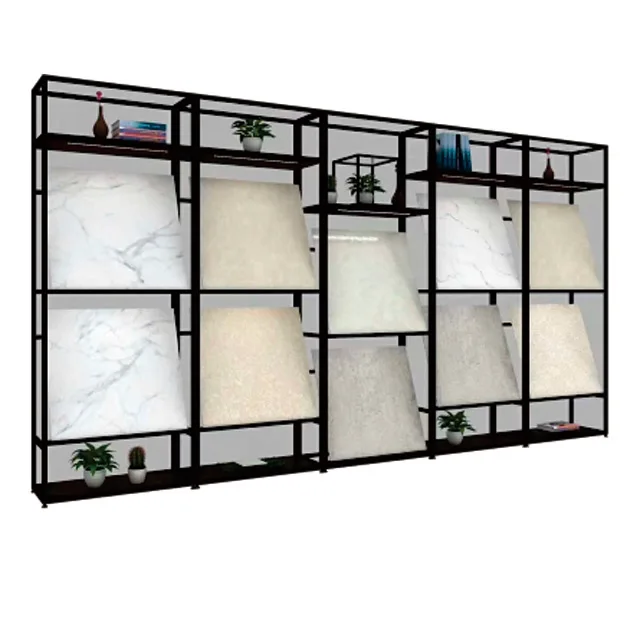 
 Оптовая продажа, портативный полированный настенный стенной стеллаж водопад, рекламный стеллаж для плитки с металлическим крючком  