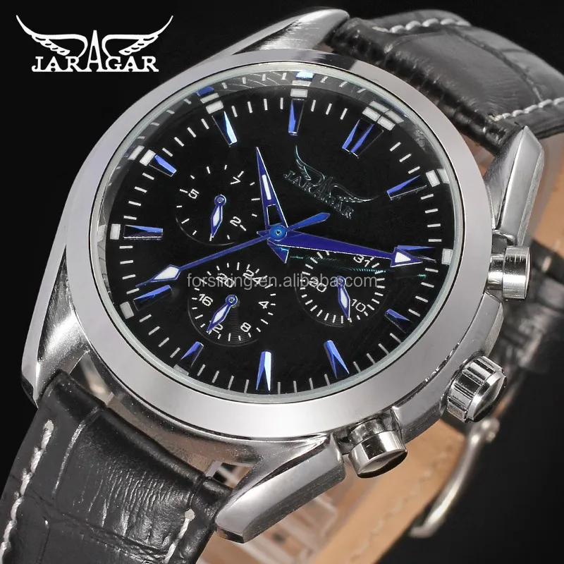 Jargar new products blue dial index own brand automatical watch genuine leather Wrist watches gift items