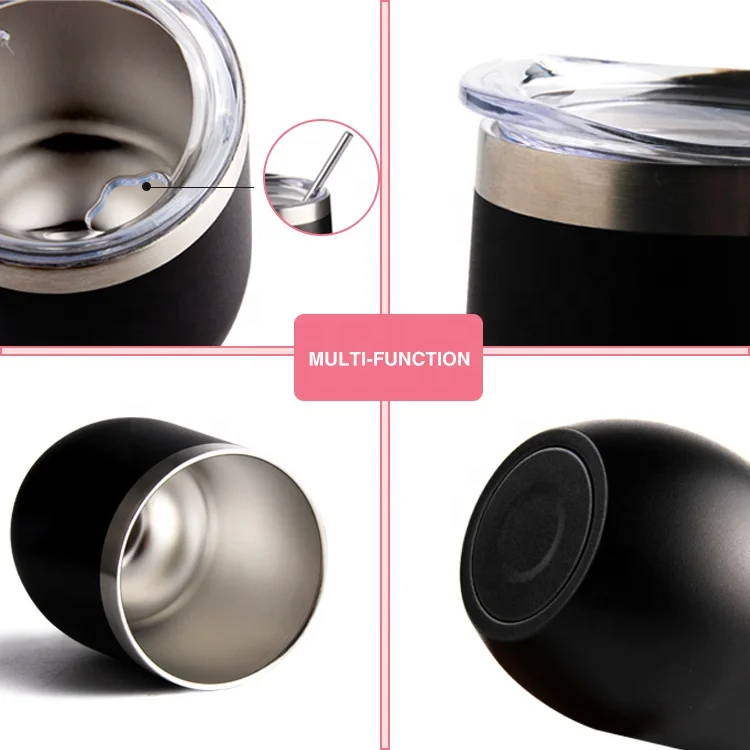 12oz Insulated Stemless Wine Tumbler Stainless Steel Wholesale, Christmas Gold Double Walled Travel Coffee Mug With Lid/Straw