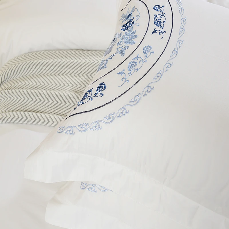 
Factory direct bedding hotel linen 60s jet satin embroidered white hotel four-piece new 