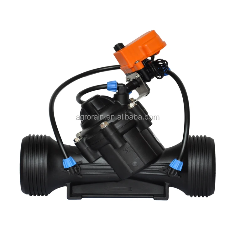 1.5 and 2  inch T Type Plastic Solenoid Valve, Hydraulic Control Valve, 24VDC  Latching. Three Ways, Normal closed