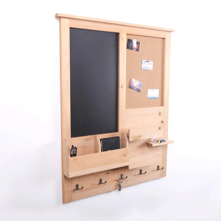 Custom Printing Vintage Decoration Wooden Chalk Board Home Messsage Board with Organizer
