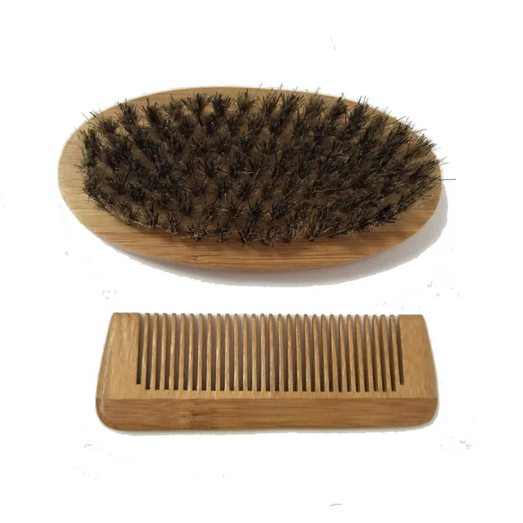 Низкий минимальный заказ, частная марка, мужской набор для ухода за бородой из бамбука с щеткой для бороды и расческой для бороды