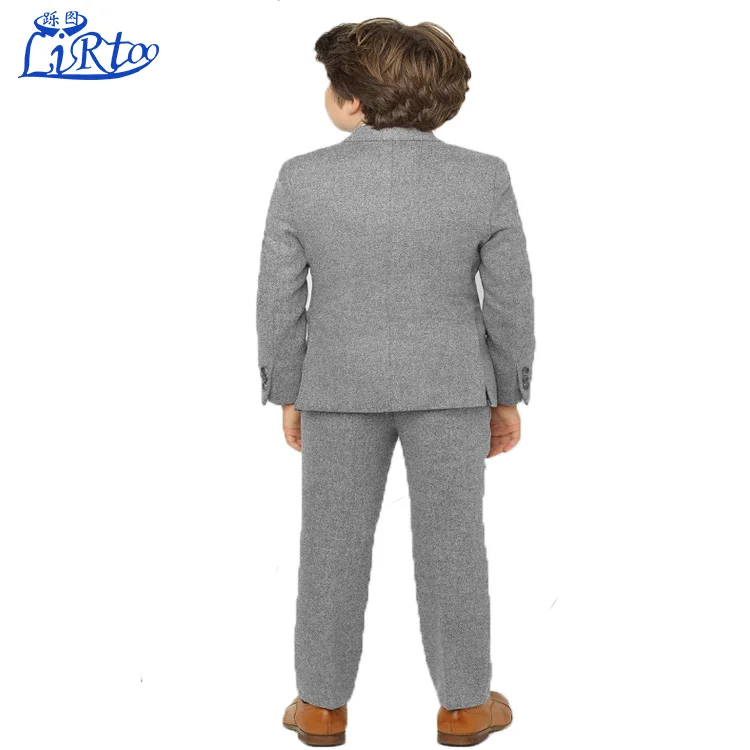 High quality custom boys grey and brown tweed suit new design child track suit