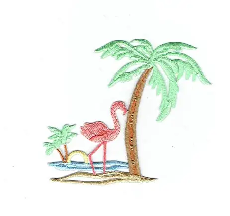 funny figure  beach and palm tree cartoon custom 3D embroidery patches