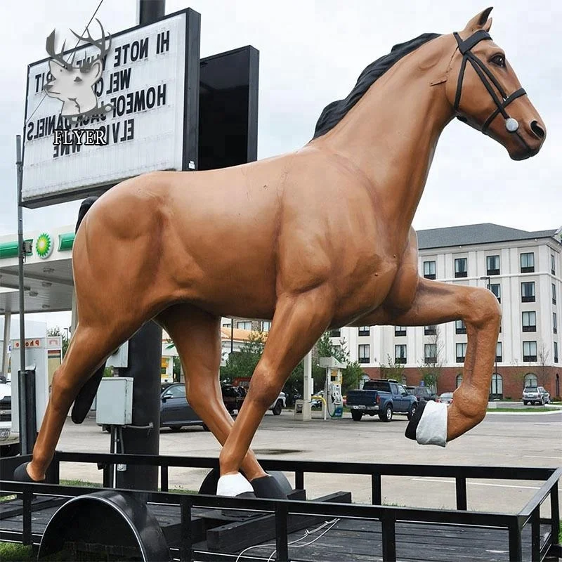 Outdoor animal statue life size fiberglass running horse statue