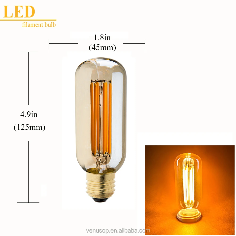 T45 Amber flexible Soft spiral filament led light bulb