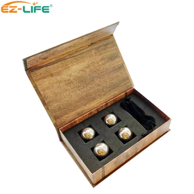 wine accessories Promotion Box Beverage Chiller Gifts stainless steel Whiskey Stones reused Ice Cube Ball With Flannelette Bag