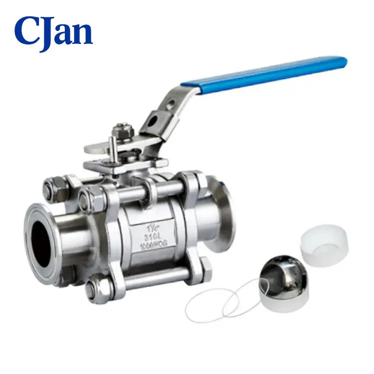 Sanitary Stainless Steel 3PC Manual Ball Valve, SS304\SS316L, DN10~DN100